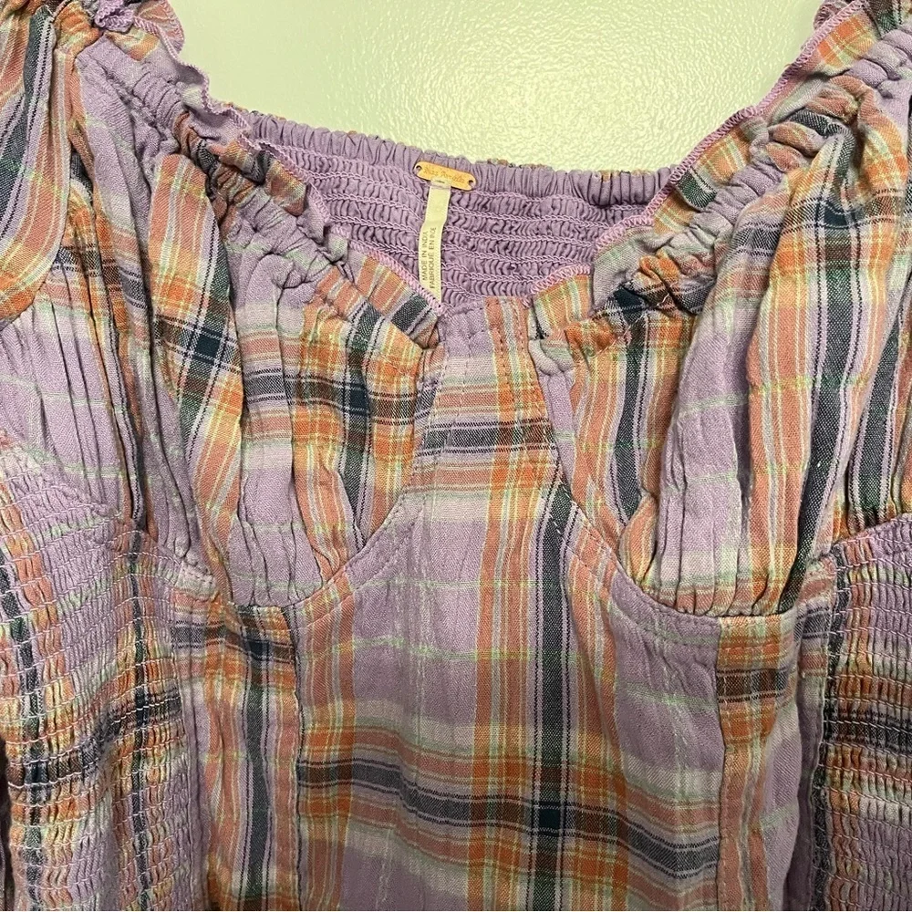 Free People Cherry Bomb cropped purple madras corset top size small petite SP - Picture 9 of 15